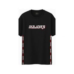 MAJORS TAPE TS. Czarne t-shirty damskie marki MAJORS, s, z nadrukiem, z bawełny, bez kołnierzyka. Za 120,00 zł.