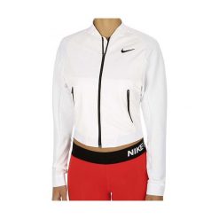 Nike KURTKA PREMIER WB, 10 | TENIS ZIEMNY KOBIETY | KURTKA | BIAŁY / BIAŁY / CZARNY | M. Czarne bluzy damskie Nike, m, bez wzorów, bez rękawów, bez kaptura. W wyprzedaży za 272,51 zł.