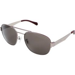 Męskie okulary przeciwsłoneczne w kolorze czerwono-srebrno-brązowym. Szare okulary przeciwsłoneczne męskie marki Hugo Boss Sunglasses, z tworzywa sztucznego, wakacyjne. W wyprzedaży za 279,95 zł.