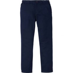 Spodnie chino z wygodnym paskiem, materiał w optyce wełny bonprix ciemnoniebieski. Niebieskie spodnie męskie bonprix, m, bez wzorów, z wełny. Za 149,99 zł.