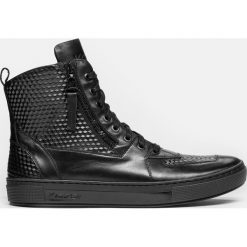Czarne sneakersy męskie. Czarne sneakersy męskie marki Kazar, przed kolano, na zamek. Za 549,00 zł.