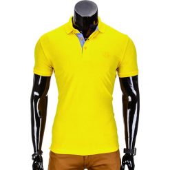 Koszulka męska polo bez nadruku S837 - jasnożółta. Żółte koszulki męskie Ombre Clothing, s, z nadrukiem, klasyczne, bez rękawów. Za 19,00 zł.