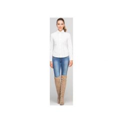 KOSZULA Z FALBANKAMI, K105. Białe koszule damskie marki Lanti, s, z elastanu, eleganckie, z okrągłym kołnierzem. Za 119,00 zł.