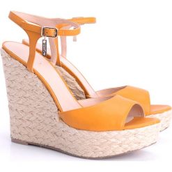 Liu-Jo Espadryle "Milli". Baleriny damskie Liu Jo, bez wzorów, ze skóry, na wysokim obcasie. Za 299,00 zł.