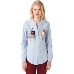 Desigual Mandarin Koszula Niebieski. Niebieskie bluzki damskie Desigual, l, w paski, z bawełny, bez kołnierzyka, z długim rękawem. Za 326,95 zł.