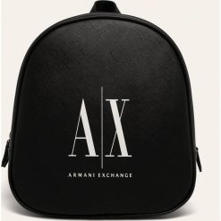 Armani Exchange - Plecak. Niebieskie plecaki damskie Armani Exchange, z nadrukiem, ze skóry ekologicznej. W wyprzedaży za 449,90 zł.