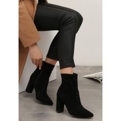 Czarne Botki Hussain. Czarne botki damskie Born2be, eleganckie, za kostkę, bez obcasa, na obcasie, na zamek. Za 129,99 zł.