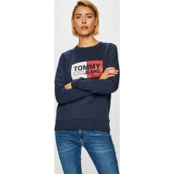 Tommy Jeans - Bluza. Szare bluzy z nadrukiem damskie Tommy Jeans, m, z bawełny, bez kaptura. Za 359,90 zł.