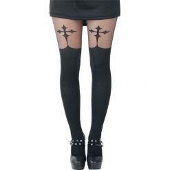 Pamela Mann Goth Cross Suspender Rajstopy czarny. Czarne podkolanówki damskie Pamela Mann, z bawełny. Za 54,90 zł.