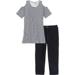 Piżama z legginsami 3/4 bonprix czarno-biały. Czarne piżamy damskie bonprix, bez wzorów, z długim rękawem. Za 69,99 zł.