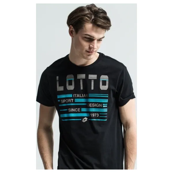 Lotto Koszulka Ss L73 V Logo Plus Js , czarny, rozmiar L. Czarne koszulki męskie Lotto, m, bez wzorów, z bawełny, klasyczne, z okrągłym kołnierzem, bez rękawów. Za 59,99 zł.