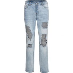 Dżinsy BOYFRIEND "destroyed" bonprix niebieski "stone”. Niebieskie jeansy damskie bonprix. Za 89,99 zł.
