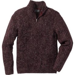 Swetry męskie: Sweter melanżowy ze stójką Regular Fit bonprix bordowy melanż