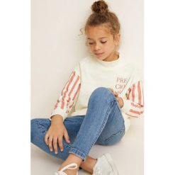 Mango Kids - Bluza dziecięca Fencha 110-164 cm. Niebieskie bluzy dziewczęce Mango Kids, z nadrukiem, z bawełny, bez kaptura. W wyprzedaży za 35,90 zł.