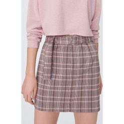 Spódnica mini w kratę - Różowy. Różowe spódniczki damskie Sinsay, s, bez wzorów, mini. Za 39,99 zł.