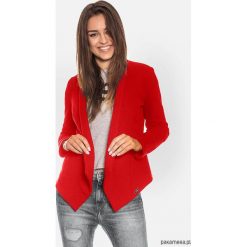 Czerwona otwarta bluza damska. Czerwone bluzy damskie marki Pakamera, bez wzorów, z bawełny, bez rękawów, bez kaptura. Za 149,00 zł.