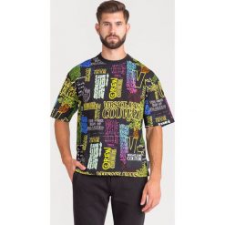 T-SHIRT Versace Jeans Couture. Czarne t-shirty męskie Versace Jeans Couture, xs, z aplikacjami, z bawełny, z okrągłym kołnierzem. Za 919,00 zł.