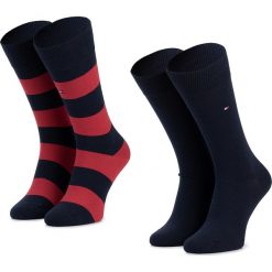 Zestaw 2 par wysokich skarpet męskich TOMMY HILFIGER - 342021001 Tommy Original 085. Czerwone skarpetki męskie z elastanu. Za 59,00 zł.