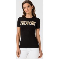 Versace Jeans Couture Koszulka Czarny. Czarne podkoszulki męskie Versace Jeans Couture, xs, z nadrukiem, z bawełny, bez kołnierzyka, z krótkim rękawem. Za 521,95 zł.
