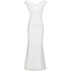 Sukienka wieczorowa bonprix biały. Białe sukienki damskie bonprix, bez wzorów, eleganckie, bez kołnierzyka, z długim rękawem, długie. Za 239,99 zł.