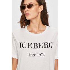 Iceberg - Top. Białe bluzki damskie Iceberg, z aplikacjami, z bawełny, z okrągłym kołnierzem. Za 549,90 zł.
