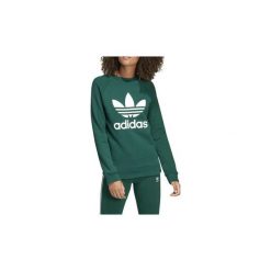 Bluzy adidas TREFOIL CREWNECK SWEATSHIRT. Zielone bluzy damskie Adidas, bez wzorów, bez rękawów, bez kaptura. Za 242,66 zł.