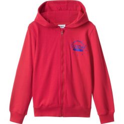 Bluza rozpinana z kapturem bonprix czerwony z nadrukiem. Czerwone bluzy dziewczęce bonprix, z nadrukiem, bez rękawów, z kapturem. Za 32,99 zł.
