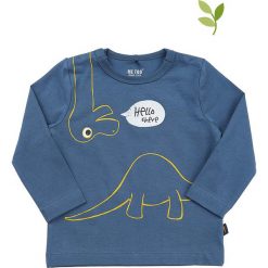 Koszulka w kolorze niebieskim. Niebieskie t-shirty chłopięce z długim rękawem MeToo, z nadrukiem, z bawełny. W wyprzedaży za 42,95 zł.