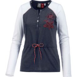 Koszulka w kolorze granatowo-białym. Białe t-shirty damskie OCK, z okrągłym kołnierzem. W wyprzedaży za 78,95 zł.