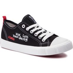 Trampki BIG STAR - DD274827 Black. Czarne półbuty damskie BIG STAR, bez wzorów, z gumy, bez zapięcia. W wyprzedaży za 99,00 zł.