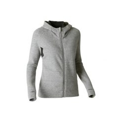Bluza na zamek z kapturem Gym & Pilates Free Move 540 damska. Szare bluzy rozpinane damskie marki DOMYOS, xs, z bawełny, z kapturem. W wyprzedaży za 74,99 zł.