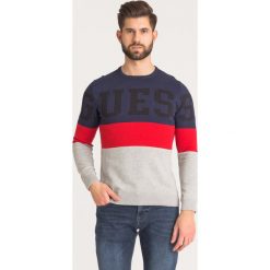 SWETER Guess. Szare swetry męskie Guess, s, z aplikacjami, z okrągłym kołnierzem, bez kaptura. Za 258,30 zł.