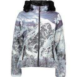 Kurtka narciarska w kolorze niebieskoszrym. Szare kurtki sportowe damskie CMP Women, s, z nadrukiem, z tkaniny, bez kaptura, narciarskie, thinsulate. W wyprzedaży za 469,95 zł.
