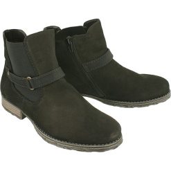 RIEKER Z9262-02 black, botki damskie. Czarne botki damskie Rieker, z gumy, bez obcasa, na zamek. W wyprzedaży za 216,90 zł.