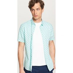 Koszule męskie: Koszula z mikroprintem slim fit – Turkusowy