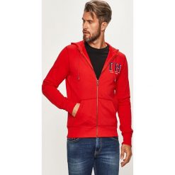Tommy Hilfiger - Bluza. Niebieskie bluzy męskie TOMMY HILFIGER, s, z aplikacjami, z bawełny, z kapturem, bez rękawów, z kapturem. Za 549,90 zł.