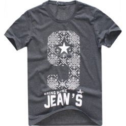 Koszulka męska t-shirt z nadrukiem grafitowa Recea. Szare koszulki męskie Recea, m, z nadrukiem, z bawełny, bez kołnierzyka. Za 22,95 zł.