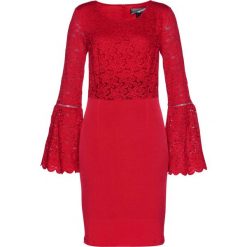 Sukienka koronkowa z efektem shape bonprix czerwony. Czerwone sukienki damskie bonprix, bez wzorów, z koronki, eleganckie, bez kołnierzyka, bez rękawów. Za 219,99 zł.