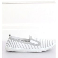 Tenisówki slipon szare XJ-2909 Grey. Szare trampki i tenisówki damskie ButyModne, w paski, z tkaniny, z paskami. Za 65,24 zł.