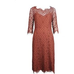 TwinSet Sukienka "Lace Dress". Sukienki damskie Twin Set, na co dzień, bez wzorów, z tkaniny, z okrągłym kołnierzem, bez rękawów, proste. Za 189,00 zł.