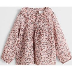 Mango Kids - Bluzka dziecięca Nuvol 80-104 cm. Różowe bluzki dziewczęce Mango Kids, bez wzorów, z bawełny, z okrągłym kołnierzem, z długim rękawem, długie, bez kaptura. Za 69,90 zł.