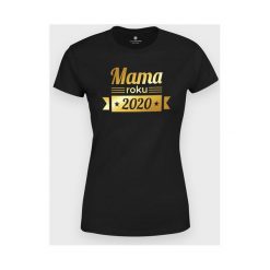 Koszulka damska premium Mama roku 2020 - złoty nadruk. Żółte koszulki damskie MegaKoszulki, m, z nadrukiem, z bawełny, z podwójnym kołnierzykiem. Za 64,90 zł.