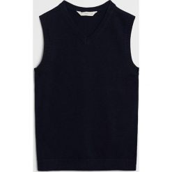Mango Kids - Kamizelka dziecięca Geni 110-164 cm. Szare swetry chłopięce Mango Kids, bez wzorów, z bawełny, z okrągłym kołnierzem. Za 59,99 zł.