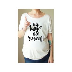 Biały ciążowy oversize tshirt nie twoje. Białe t-shirty damskie One mug a day, s, z nadrukiem, z bawełny, bez kołnierzyka, z krótkim rękawem. Za 71,20 zł.