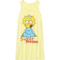 Koszula nocna "The Simpsons" bonprix kremowa limonka z nadrukiem. Żółte koszule nocne damskie bonprix, z nadrukiem, z bawełny, bez rękawów. Za 54,99 zł.
