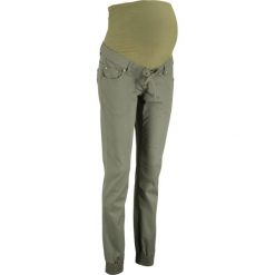 Spodnie ciążowe jogger bonprix oliwkowy. Zielone spodnie damskie bonprix, w paski. Za 129,99 zł.