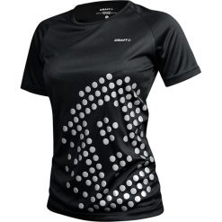 Koszulka Craft Run Prime SBRT Tee W Srebrno-Czarna. Szare bluzki sportowe damskie Craft, s, z nadrukiem, z tkaniny, bez kołnierzyka, z krótkim rękawem, krótkie, bez kaptura, do biegania. Za 99,99 zł.