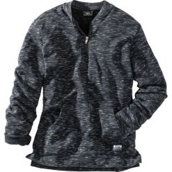 Bluza z kołnierzykiem bejsbolowym, melanżowa, Regular Fit bonprix czarny melanż. Czarne bluzy męskie bonprix, s, bez wzorów, bez kołnierzyka, bez rękawów, bez kaptura. Za 74,99 zł.