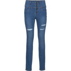 Dżinsy SKINNY z wysoką talią bonprix ciemny denim. Niebieskie jeansy damskie skinny bonprix, z denimu. Za 59,99 zł.