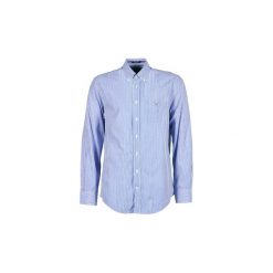 Koszule z długim rękawem Gant THE POPLIN BANKER STRIPE. Niebieskie koszule męskie GANT, s, bez wzorów, bez kołnierzyka, z długim rękawem. Za 383,20 zł.